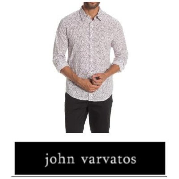 John Varvatos Mens White Mayfield Sport Long Sleeve Button Up Shirt Sz L New - Picture 6 of 7